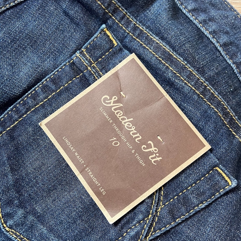 Ann Taylor Jeans Womens 10 Blue Modern Fit Lindsay Waist Straight Leg Dark Wash - Picture 10 of 13